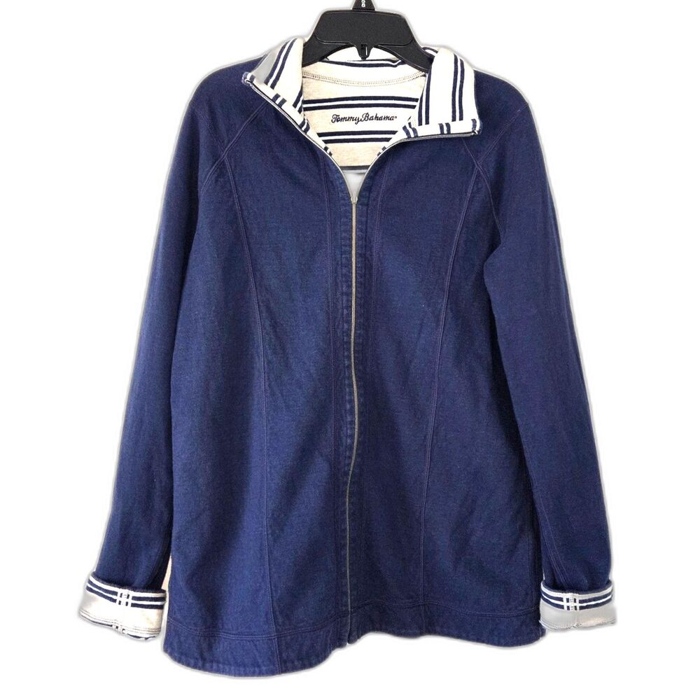 TOMMY BAHAMA Women's Reversible Nautical Beach Shacket Large